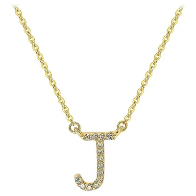 Pre-owned Suzy Levian 0.10 Carat White Diamond 14k Yellow Gold Letter Initial Necklace, J