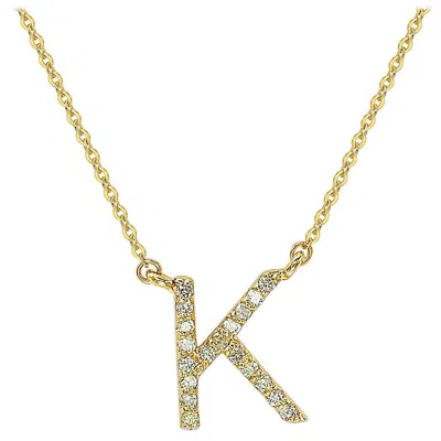 Pre-owned Suzy Levian 0.10 Carat White Diamond 14k Yellow Gold Letter Initial Necklace, K