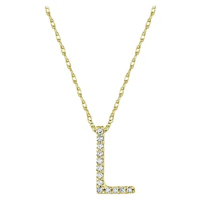 Pre-owned Suzy Levian 0.10 Carat White Diamond 14k Yellow Gold Letter Initial Necklace, L