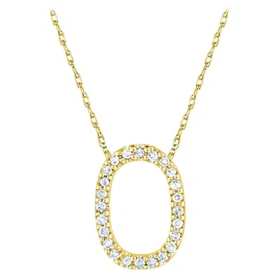 Pre-owned Suzy Levian 0.10 Carat White Diamond 14k Yellow Gold Letter Initial Necklace, O