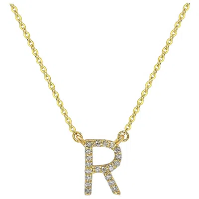 Pre-owned Suzy Levian 0.10 Carat White Diamond 14k Yellow Gold Letter Initial Necklace, R