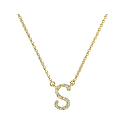 Pre-owned Suzy Levian 0.10 Carat White Diamond 14k Yellow Gold Letter Initial Necklace, S