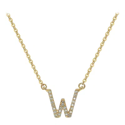 Pre-owned Suzy Levian 0.10 Carat White Diamond 14k Yellow Gold Letter Initial Necklace, W