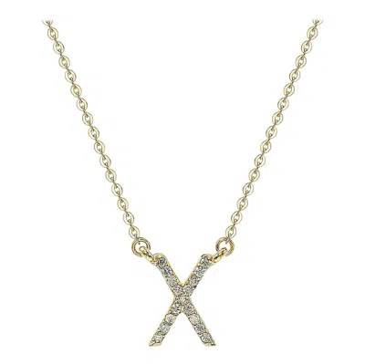Pre-owned Suzy Levian 0.10 Carat White Diamond 14k Yellow Gold Letter Initial Necklace, X