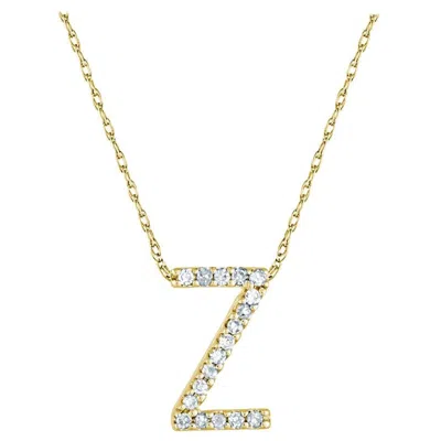Pre-owned Suzy Levian 0.10 Carat White Diamond 14k Yellow Gold Letter Initial Necklace, Z