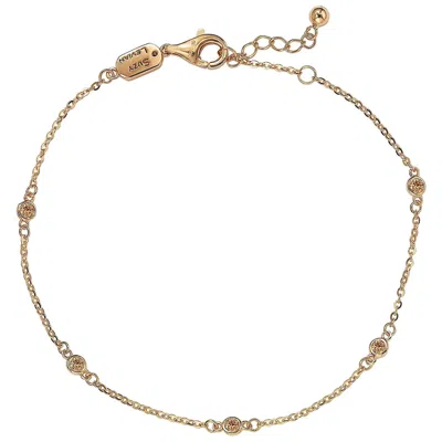 Pre-owned Suzy Levian 0.15 Carat Brown Diamond 14 Karat Rose Gold Station Chain Bracelet In Red