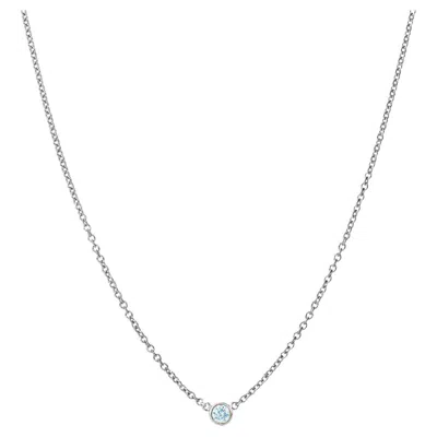 Pre-owned Suzy Levian 0.15 Carat Round White Diamond 14 Karat Gold Solitaire Necklace