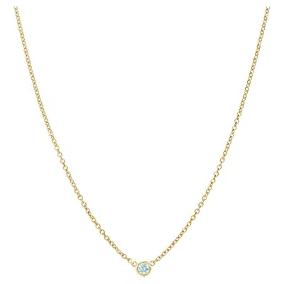 Pre-owned Suzy Levian 0.15 Carat Round White Diamond 14 Karat Gold Solitaire Necklace