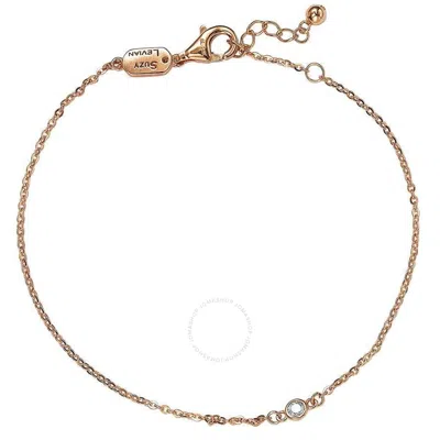 Suzy Levian 14k Rose Gold 0.15 Ct. Tw. Diamond Solitaire Station Bracelet In White