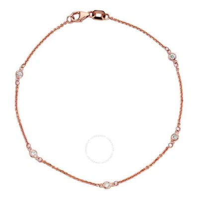 Suzy Levian 0.15 Ct Tdw 14k Rose Gold Diamond Station Bracelet In White