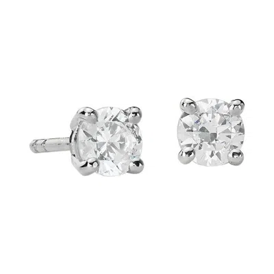 Pre-owned Suzy Levian 0.20 Carat Round White Diamond 14k White Gold Stud Earrings
