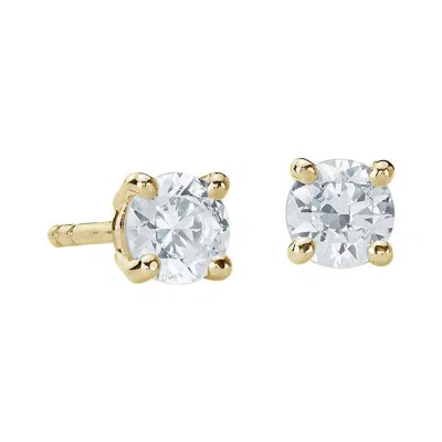 Pre-owned Suzy Levian 0.20 Carat Round White Diamond 14k Yellow Gold Stud Earrings