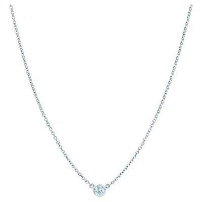 Pre-owned Suzy Levian 0.25 Carat Round White Diamond 14 Karat Gold Solitaire Necklace