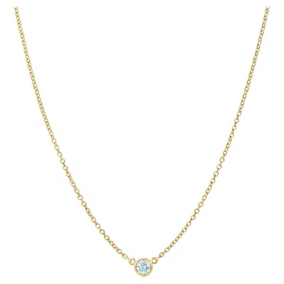 Pre-owned Suzy Levian 0.25 Carat White Diamond 14 Karat Gold Solitaire Chain Necklace