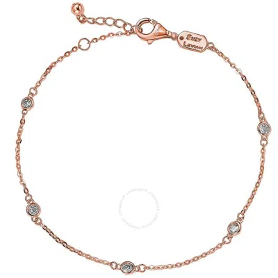 Suzy Levian 14k Rose Gold 0.25 Ct. Tw. Station Bracelet In White