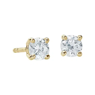 Pre-owned Suzy Levian 0.25ctw Round Cut White Diamond 14k Yellow Gold Stud Earrings
