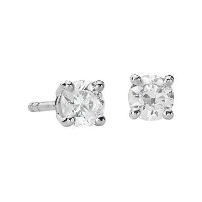 Pre-owned Suzy Levian 0.50 Carat Round Cut White Diamond 14k White Gold Stud Earrings
