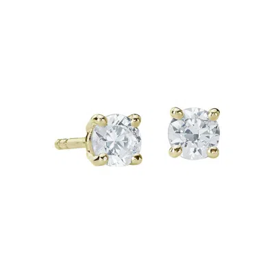 Pre-owned Suzy Levian 0.50 Carat Round White Diamond 14k Yellow Gold Stud Earrings