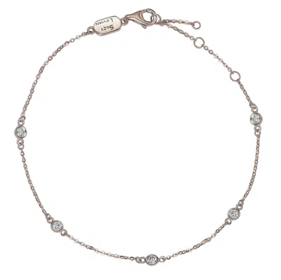 Suzy Levian 0.50 Ct Tdw 14k Rose Gold Diamond Station Bracelet In White