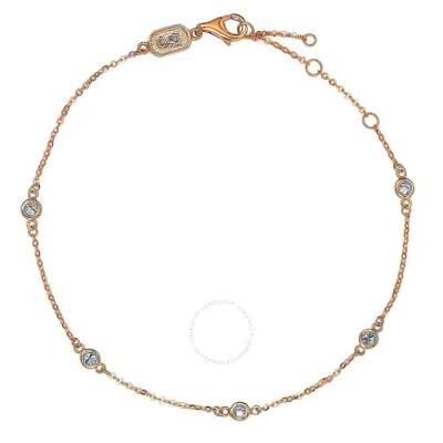 Suzy Levian 0.50 Ct Tdw 14k Rose Gold Diamond Station Bracelet In White