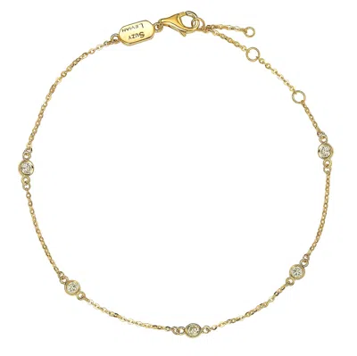Suzy Levian 0.50 Ct Tdw 14k Rose Gold Diamond Station Bracelet In Yellow