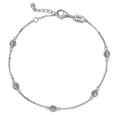 Suzy Levian 0.75 Ct Tdw 14k White Gold Diamond Station Bracelet