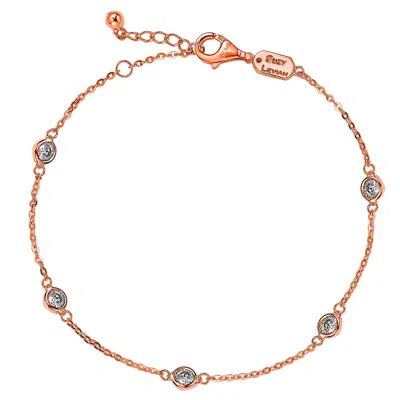 Suzy Levian 0.75 Ct Tdw 14k White Gold Diamond Station Bracelet In Pink