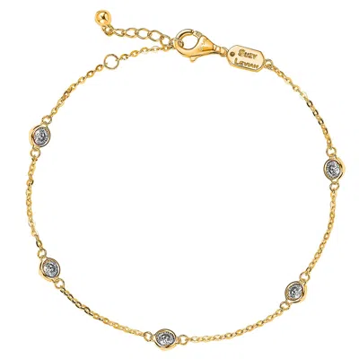 Suzy Levian 0.75 Ct Tdw 14k White Gold Diamond Station Bracelet In Yellow