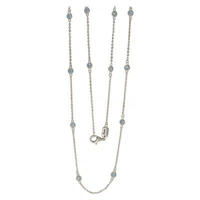 Pre-owned Suzy Levian 1.00 Carat White Diamond 14 Karat White Gold Station Necklace