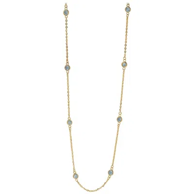 Pre-owned Suzy Levian 1.00 Carat White Diamond 14 Karat Yellow Gold Station Necklace