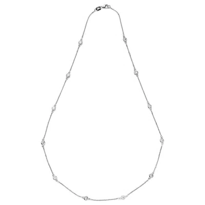 Pre-owned Suzy Levian 1.33 Carat White Diamond 14k White Gold Station Chain Necklace