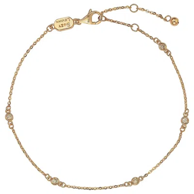 Pre-owned Suzy Levian 14 Karat Rose Gold 0.15 Carat Diamond Station Bracelet In Red