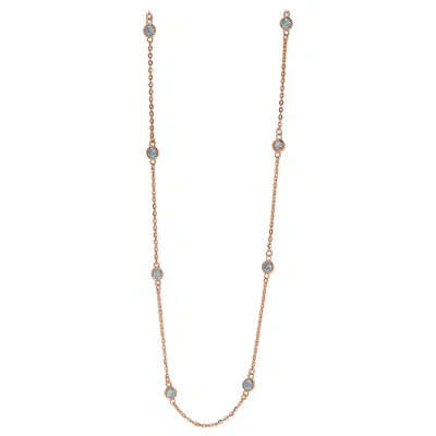 Pre-owned Suzy Levian 14 Karat Rose Gold 1.00 Carat Round Diamond Station Necklace In Red