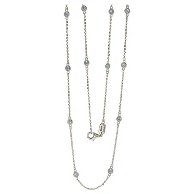 Pre-owned Suzy Levian 14 Karat White Gold 1.00 Carat Round Diamond Station Necklace