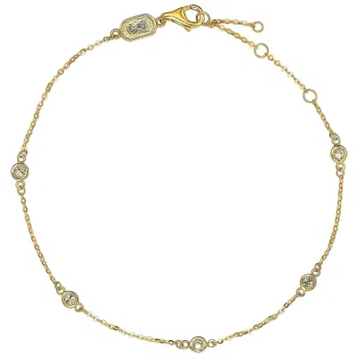 Pre-owned Suzy Levian 14 Karat Yellow Gold 0.15 Carat Diamond Station Bracelet