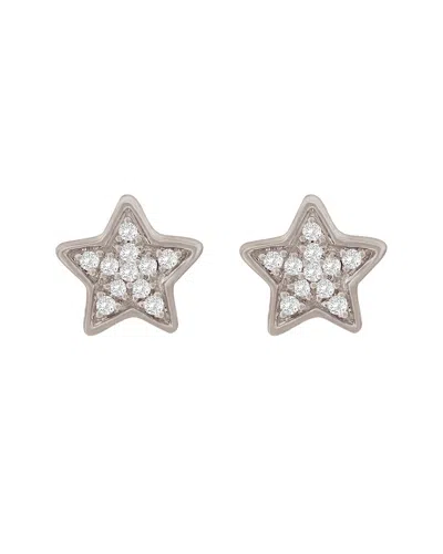 Suzy Levian 14k Rose Gold .06 Cttw Pave Diamond Star Stud Earrings In White