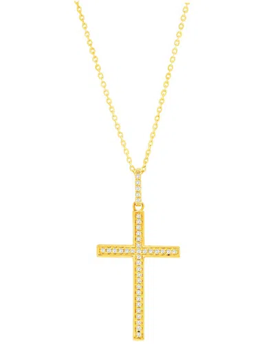 Suzy Levian 14k 0.08 Ct. Tw. Diamond Cross Necklace In Gold