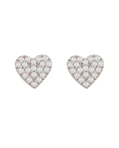 Suzy Levian 14k 0.09 Ct. Tw. Diamond Heart Earrings In Green