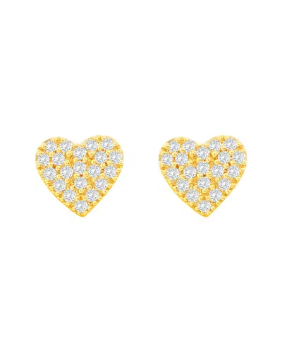 Suzy Levian 14k 0.09 Ct. Tw. Diamond Heart Earrings In Gold