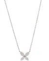 Suzy Levian 14k White Gold .09 Cttw Diamond Pave Marquise Flower Necklace