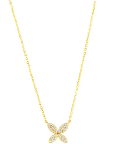 Suzy Levian 14k 0.09 Ct. Tw. Diamond Marquise Flower Necklace In Gold