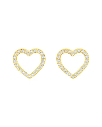 Suzy Levian 14k 0.10 Ct. Tw. Diamond Open Heart Studs In Gold