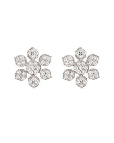 Suzy Levian 14k 0.13 Ct. Tw. Diamond Snowflake Earrings In Metallic