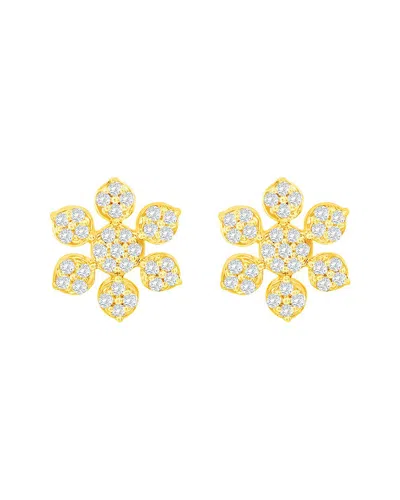 Suzy Levian 14k 0.13 Ct. Tw. Diamond Snowflake Earrings In Gold