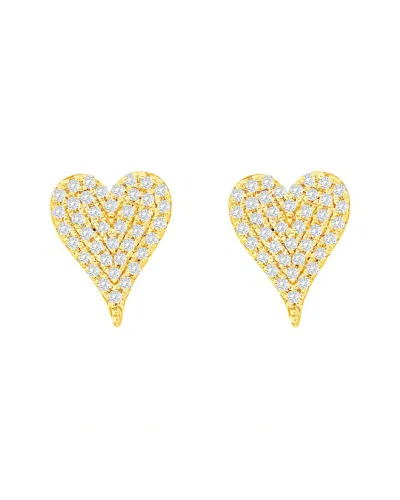 Suzy Levian 14k 0.16 Ct. Tw. Diamond Elongated Heart Studs In Gold