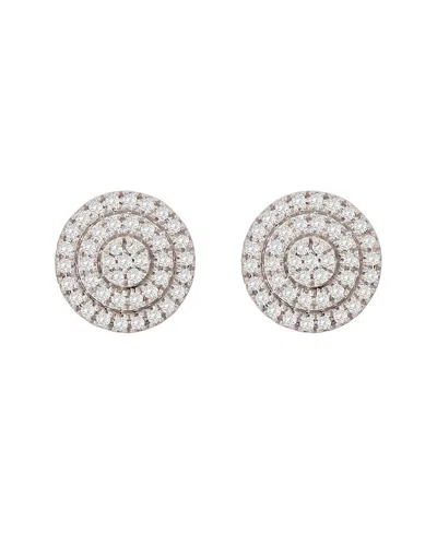 Suzy Levian 14k 0.17 Ct. Tw. Diamond Round Studs In Metallic