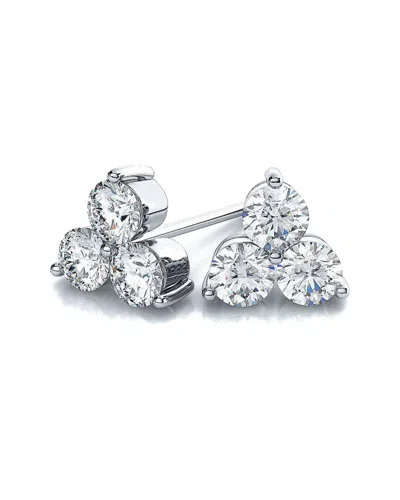 Suzy Levian 14k 0.20 Ct. Tw. Diamond Cluster Earrings In Silver