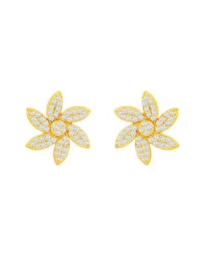 Suzy Levian 14k 0.20 Ct. Tw. Diamond Curved Flower Studs In Gold