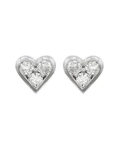 Suzy Levian 14k 0.30 Ct. Tw. Diamond Heart Studs In Silver