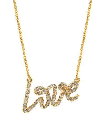 Suzy Levian 14k Yellow Gold .30 Cttw Diamond Love Necklace